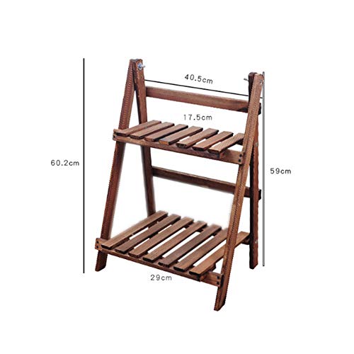 Plant Stand 2 Tier Wooden Ladder Bookshelf Bookcase Standing Shelving Unit Leaning Wall Shelves Storage Shelves Display Rack Kitchen Herb Garden Flower Pot Flower Display Stand - Thumbnail 6