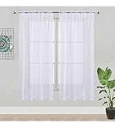 Caudblor White Sheer Curtain 2 Panels Solid Semi-Transparent Window Treatment Drapes Rod Pocket V...
