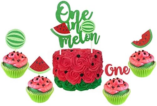 قبعات الكب كيك عليها رسمة البطيخ اللامعة من One In A Melon لتزيين حفلات عيد الميلاد الأول لحفلات عيد الميلاد الأول وحفلات استقبال المولود البطيخ مجموعة من 24 Amazon Ae