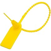 AOMGD 100 Pcs Fire Extinguisher Tags,Security Retail Anti-Theft Self-Locking Shoe Tag,Anti-Tamper Disposable Plastic Seals 250mm Length (Yellow)