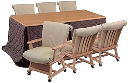 Amazon ハイタイプ高脚こたつ ダイニングコタツ こたつさくら180センチ幅 長方形 肘付椅子6脚 布団の8点セット ナチュラル色 Sanukiya こたつテーブル 通販