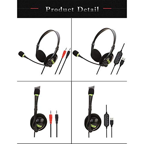 USB Gaming Headset, Stereo Computer Headphone, OnEar 3.5mm Jack Call Center Headset, Breathable
