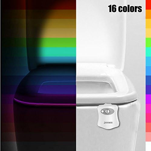 JOOKKI Toilet Light Bathroom Nightlight LED 16 Color Motion Detection Energy Saving UV Killtr Bacteria Toilet Lamp(Only Activated in the Dark),White