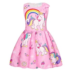 AmzBarley Vestido de princesa fiesta del unicornio Vestidos sin mangas estrellados para ni?os ni?as