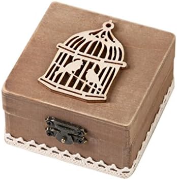 Wooden Bearer Box Personalized Retro Wedding Ring Box Holder Shabby Chic Rustic (B) [Energy Class A+]