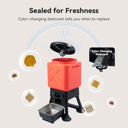 14L Automatic Dog Feeder for Large Dogs Extra Capacity Anti-Lock Automatic Dog Food Dispenser Dual Feeder Stainless Steel Bowl
