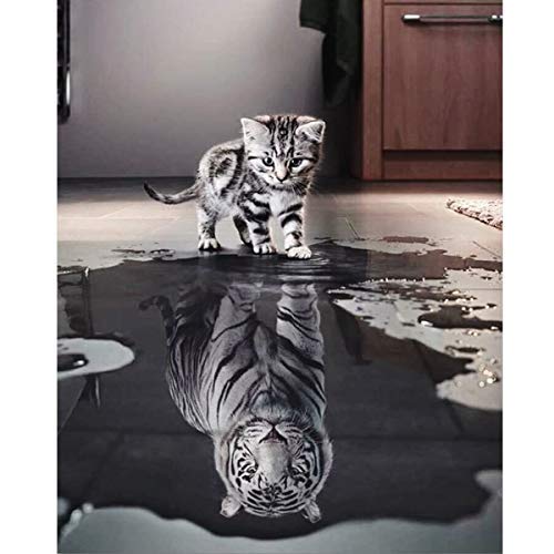 Malen nach Zahlen, DIY Handgemalt Ölgemälde für Erwachsene Kinder Anfänger- Katze oder Tiger Leinwanddruck Wandkunst…
