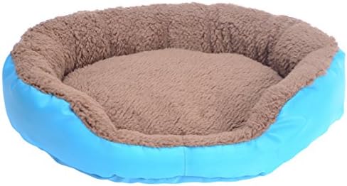 Spring fever Ultra-Soft Water Resistant Self Warming Round Solid Pet Bed Summer Cooling Woven Mat Blue L(26.819.73.9)