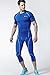TSLA Men's Compression 3/4 Capri Pants Baselayer Cool Dry Sports Running Yoga Tights, Zero(p15) - Blue & Sky Blue, Large.