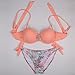 JingQi Womens Push Up Diamond Decorated Beach Bandeau Bikini (Small, Orange)