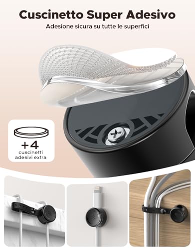 8 Pezzi Fermacavi Adesivi con Fascette Cavi Silicone Regolabili [2 in 1], [Regolazione Fluida & Blocco 1s] Magnetico Organizer Cavi, Organizzatore Cavi Clip per TV, PC, Scrivania, Casa, Ufficio