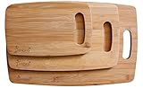 Bamboo Cutting Board Set of 3pc Wood Boards Small Medium & Large Sizes Wood Board Non Slip Silicone Feed AntiBacterial Durable Strong Premium Bamboo wooden Cooking Boards for Kitchen
