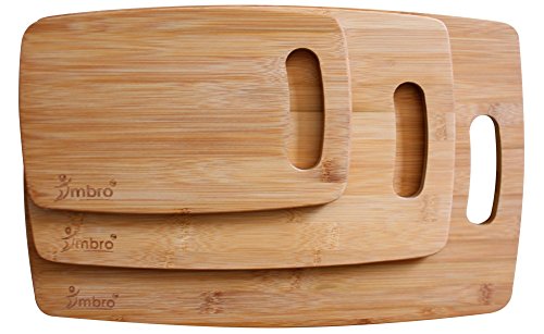 Bamboo Cutting Board Set of 3pc Wood Boards Small Medium & Large Sizes Wood Board Non Slip Silicone Feed AntiBacterial Durable Strong Premium Bamboo wooden Cooking Boards for Kitchen