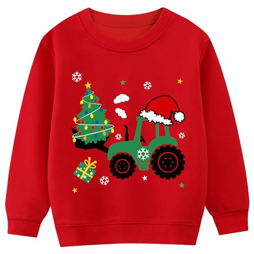 DDSOL Toddler Boys Girls Christmas Sweatshirts Kids Ugly Xmas Pullover Funny Santa Reindeer Truck Shirts Tops 2-7 Years