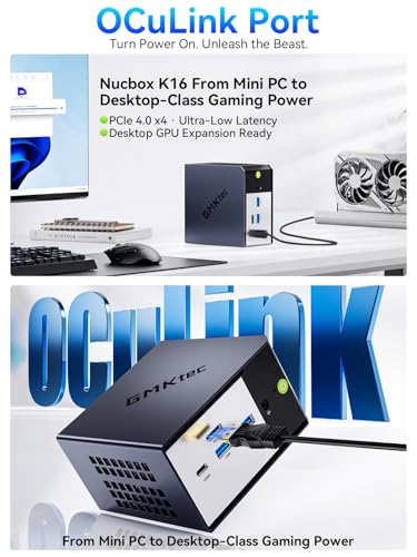 (3 Year Warranty) GMKtec K16 Gaming Mini PC with Metal Case, AMD Ryzen 7 7735HS (8C/12T, up to 4.75GHz), 32GB RAM LPDDR5 at 6400 MT/s+512GB SSD, 2*LAN 2.5GbE/Oculink/USB4/HDMI/USB-C