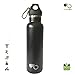 UmberBox - Stainless Steel Water Bottle, Double Wall, Vacuum Insulated, Wide Mouth, Bamboo Cap, BPA Free, Hot 12 HRS Cold 24 HRS, Leak Proof, Bonus - 2 Free CAPS 20oz (Black)