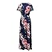 HOOYON Women's Casual Floral Printed Long Maxi Dress with Pockets(S-5XL),Royal Blue Short,XX-Large
