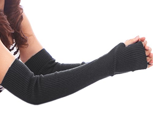 Samgoo Female Fashion Wool Finger Holes Arm Warm Knitted Long Gloves Sleeve