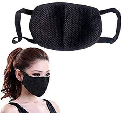 ARFA - Black Rectangular Face Mask for anti Pollution Protection, Anti-Pollution Mask, Unisex Mouth Mask, Anti Dust Face Mouth Mask,Black Nylon Face Mask, washable reusable, Black color. (2)