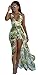 Kearia Women Summer Sexy V Neck Halter Floral Maxi Skirt Overlay Romper Playsuit