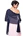 Kate Kasin Solid Wedding Shawls Wraps Women's Evening Dress Scarves Navy Blue