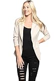 TheMogan Women's Essential Ruched 3/4 Sleeve One Button Blazer Fitted Jacket