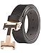 Men's Geniune Leather Belt Slide Metal Buckle Adjustable Waistband Black 105cm