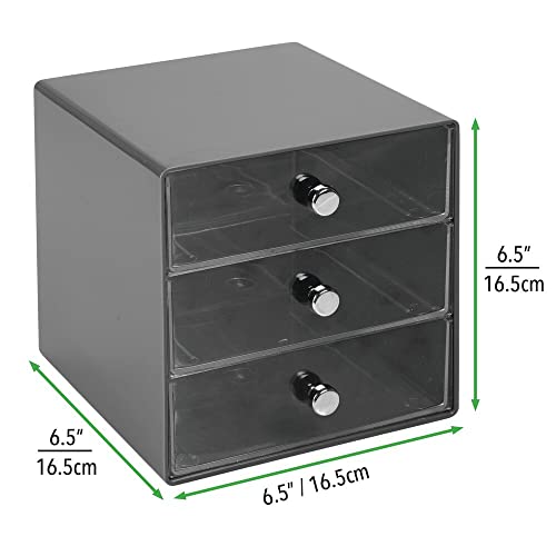 mDesign Plastic Makeup Organizer Storage Station Cube, 3 Drawers for