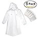 Foxnovo Rain Ponchos DISPOSABLE Raincoats with Cap-5 PCS