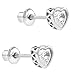 925 Sterling Silver Clear CZ Small Heart Screw Back Earrings Baby Girl Kids