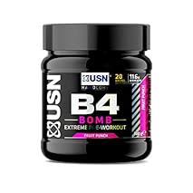 USN Pre Workout B4 Bomb Fruit Punch 300g: Explosive Pre Workout Energy Drink Powder with Creatine, Caffeine & Zynamite…