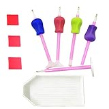 5D Diamond Painting Tools Drill Pen Grip for Better Comfort and Ergonomic Grip,Use for Diamond Painting Sticky Pen (4 Packs) and 360° Disk Design Diamond Painting Sticky Pen(1 Pack)