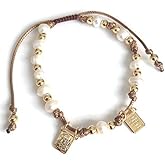 SIFRIMANIA Brown Scapular Medal Catholic Adjustable Bracelet for Women