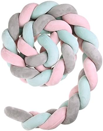 Baby Bed Bumper Weaving Rope Knot Crib Protector Newborns Room Decoration(A