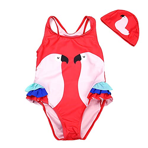 Baby Toddler Girl Unicorn Swimsuit-One Piece Swimwear Infant Sunsuits Bathing Suits (Rose Pink Parrot, 1-2T) - Thumbnail 6