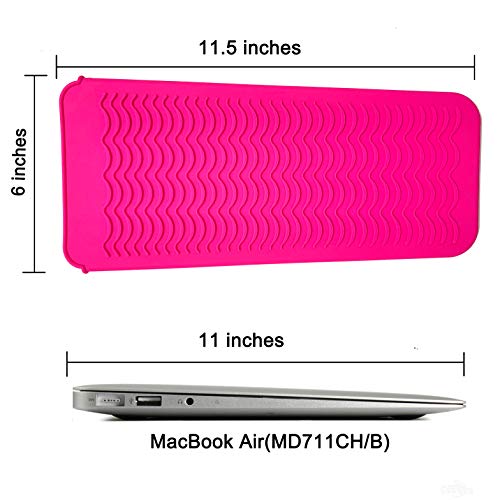 Heat Resistant Silicone Mat Pouch, Lessmon Hair Styling Tools for Curling Irons, Hair Straightener, Flat Irons, Length 11.5 & Width 6 Inches, Food Grade Silicone, Pink - Thumbnail 7