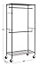 Finnhomy Heavy Duty Rolling Garment Rack Clothes Rack with Double Hanger Rods and Shelves, Portable Closet Organizer with Wheels, 1'' Diameter Thicken Steel Tube Hold Up to 300Lbs, Black