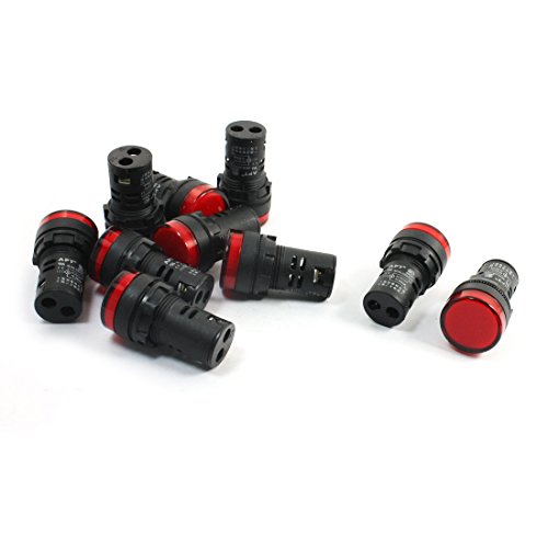 Uxcell a14040900ux0703 Electronic Circuit LED Pilot Indicator Lights, AC DC 24V, 20 mA Signal, 10 Piece, Red