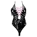Lisli Women Sexy Strap Lingerie Transparent Glossy One-piece Dress Underwear
