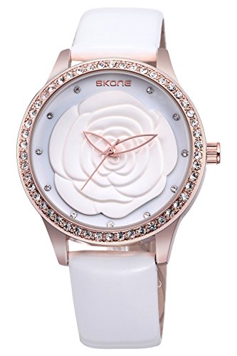 Skone Laidies Unique Fashion Luxury White Leather Quartz Watches