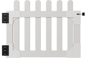 WAMBAM FENCE 33.5in H x 42in W (1 Gate) No Dig WamBam Newport Gate Kit, White Vinyl Picket Fence Gate Kit for Newport Fence Panels, Gate for Backyard, Patio , Outdoor, or Garden Fence, ZP19004
