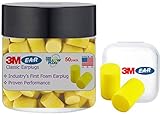 3M Classic Ear Plugs, Foam Earplugs for Noise Reduction and Sleep 50 Count in a Jar