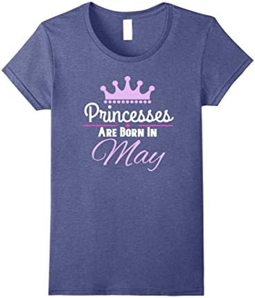 Womens Princesses Are Born In May T-Shirt Small Heather Blue