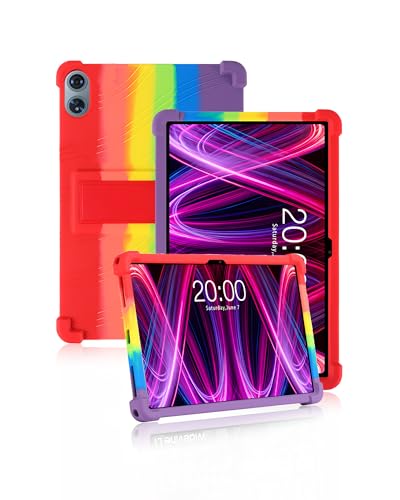 For Nexall N90/SVITOO P108 12 inch Tablet, Soft Silicone Tablet Case with Anti-Slip Stand,Shockproof and Drop-Resistant,Rainbow