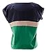VOBAGA® Women's Loose Casual Stripe Color Collision T-Shirt Tops Blouse Green L