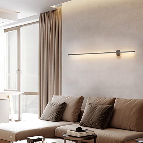 Sunsign iluminación for Pared de tira larga de luz de pared lineal LED moderna, Diseño creativo giratorio Fondo de la sala de estar Dormitorio Cabecera de cama lámpara de pared interior, 100cm-negro