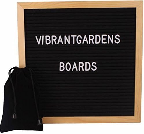 Letter board - Changeable 290 Letters With 100% Oak Wood Frame | Vintage Wooden Message Board (10x10, black) Canvas Bag
