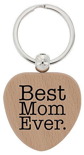 ThisWear Mothers Day Gifts for Mom Best Mom Ever Wood Heart Keychain Key Tag Mom Gifts