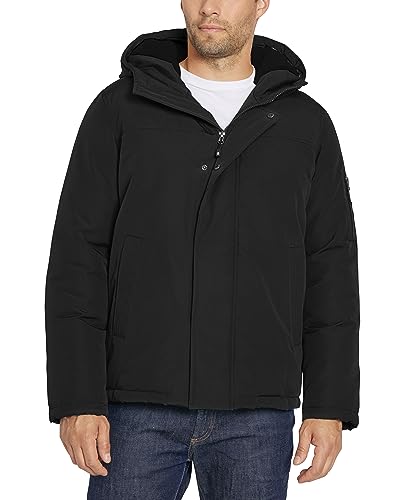 IZOD Men's Shepra Lined Short Parka, Black, Large