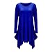 WearLove Women Asymmetrical Loose Long Sleeve Pockets Tunic Shirt Dress Blue L